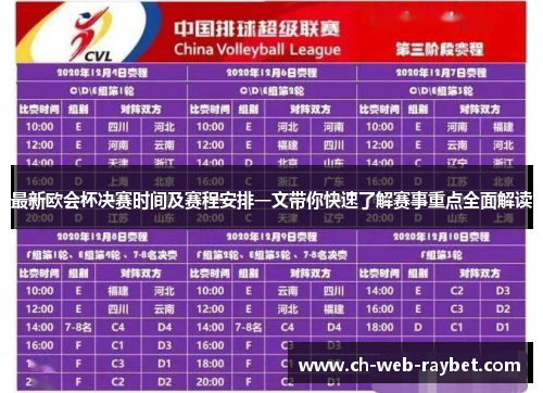 最新欧会杯决赛时间及赛程安排一文带你快速了解赛事重点全面解读